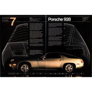 1981 Porsche 928 Line Drawing Side View 2 Pg Vintage Print Ad #7 80s Wall Art